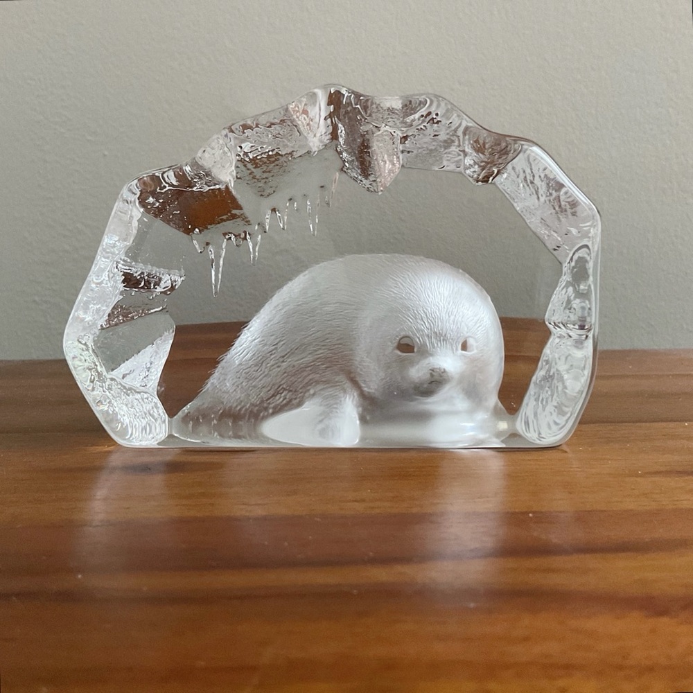 Signed Mats Jonasson Crystal Seal Pup – Sweden